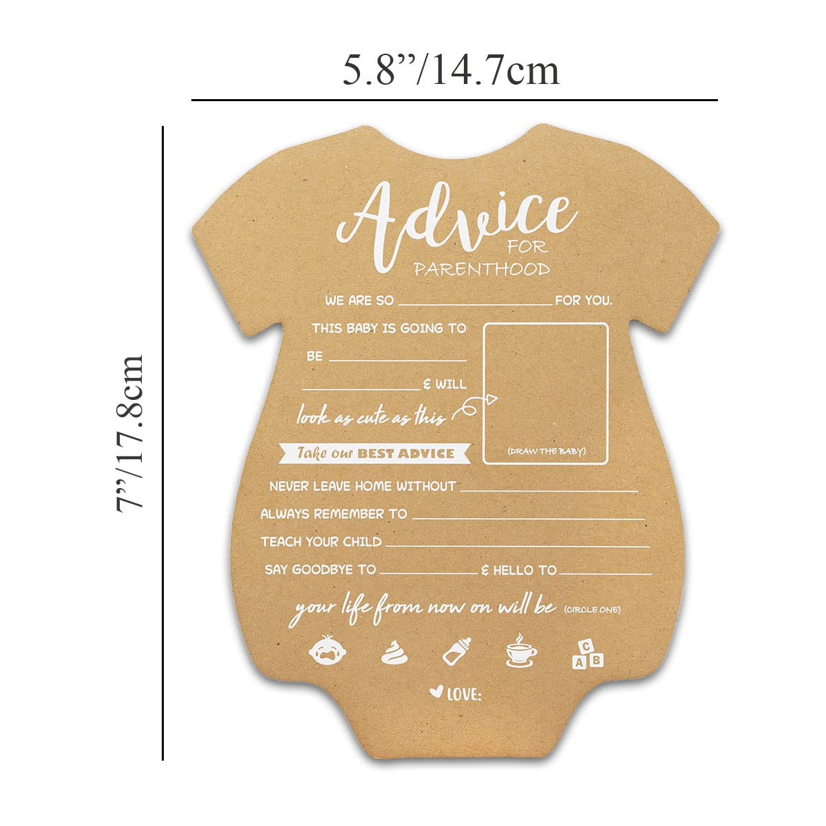 Summer-Ray.com 50pcs Baby Onesie Baby Prediction and Parenthood Advice Cards for Baby Shower 5" x 7" Heavyweight (Baby Boy)