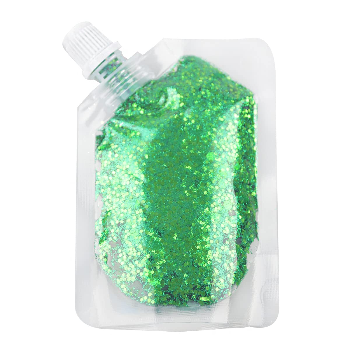 GL-Turelifes Body Glitter Gel, Easy to Apply&Remove 50ml Mermaid Sequins Chunky Glitter for Body Face Hair, Festival Glitter Halloween Costume Makeup Long Lasting Sparkling (Christmas Green)