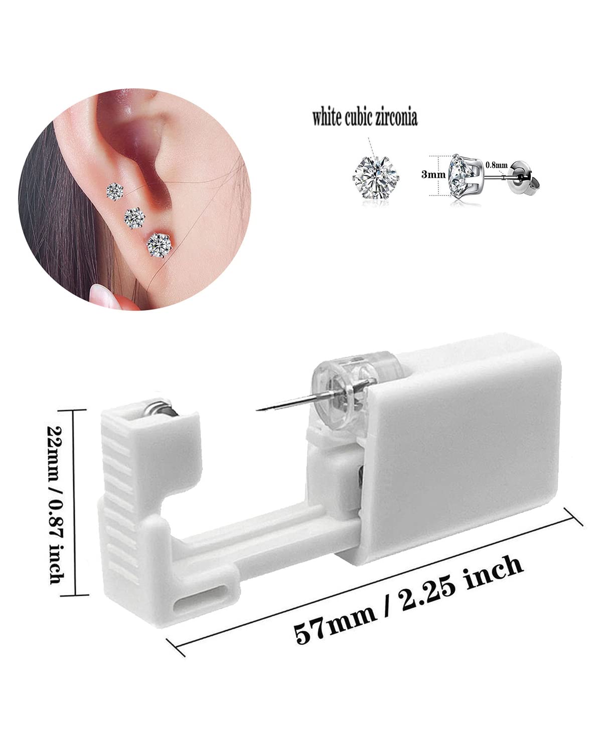 4 Pack Ear Piercing Gun Kit, SLVIEKAE Disposable Ear Piercing Gun with Silver Earring Studs Safety Ear Piercing Gun Kit Tool (3mm)