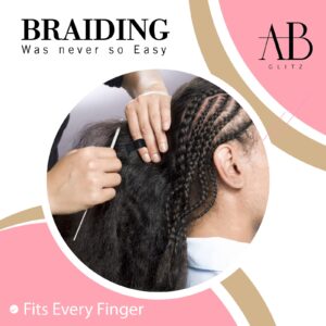 The Braid Aid Adjustable Parting Tool - Stitch Braiding Aid, Lightweight Hair Separating Comb for All Hair Types - Black