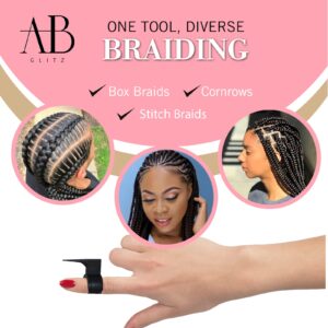 The Braid Aid Adjustable Parting Tool - Stitch Braiding Aid, Lightweight Hair Separating Comb for All Hair Types - Black