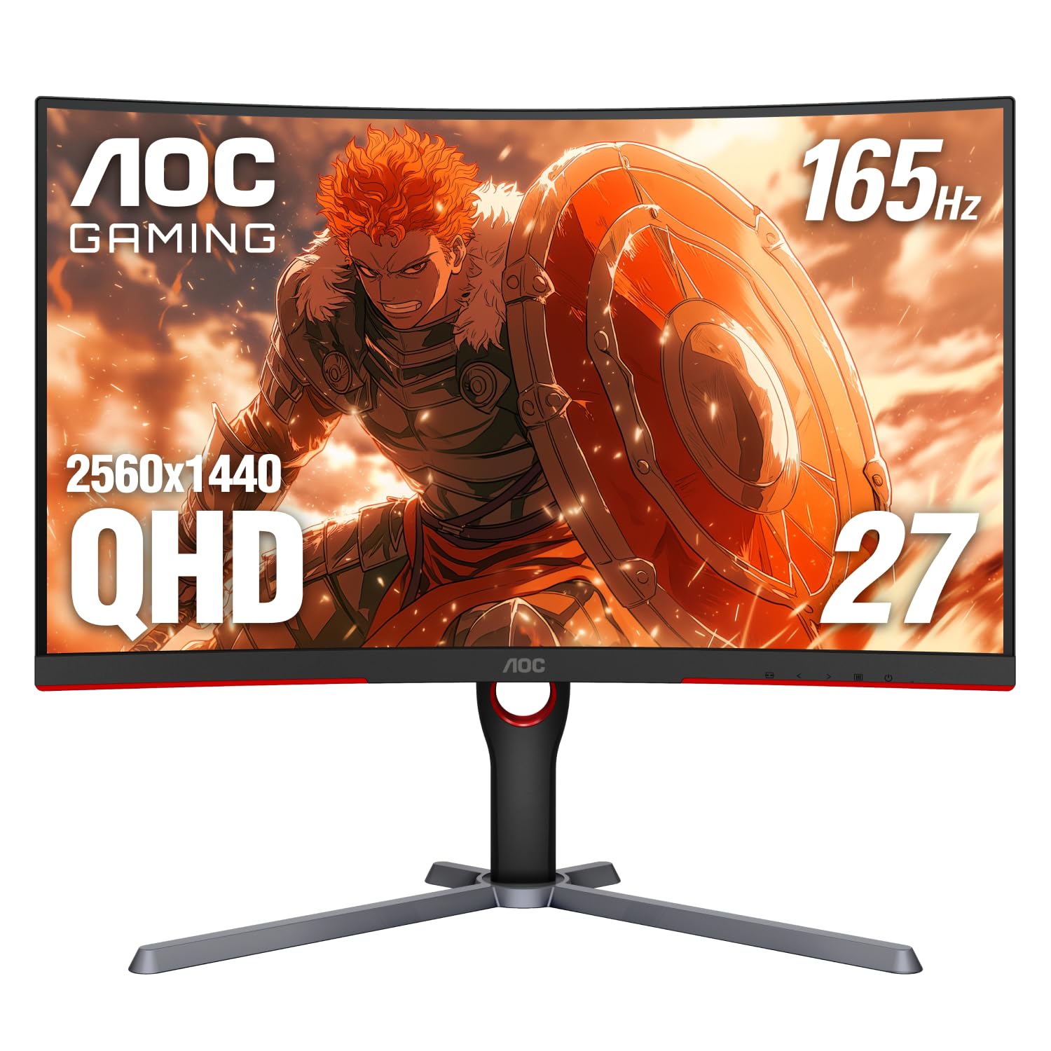 AOC GAMING CQ27G3S Frameless Curved Gaming Monitor, QHD 2K 2560x1440, 1000R VA, 165Hz 1ms, FreeSync Premium ,Black