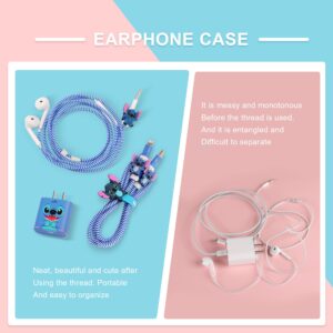 DIY Protector Stitch Set,Data Cable 20W USB Charger Data Line Earphone Cartoon Decoration Wire Saver Protector Compatible for iPhone 11 12 13 Plus Max Series (Stitch)