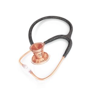 MDF Instruments Black Glitter Rose Gold ProCardial Cardiology Stethoscope + MDF Pediatric and Neonatal Attachments with Clip