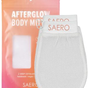 SAERO Exfoliating Glove (2pcs) - 100% Vegan Viscose Body Scrub Glove – Traditional Kessa Korean Washcloth – Ideal for Self-Tan Removal & Keratosis Pilaris Treatment