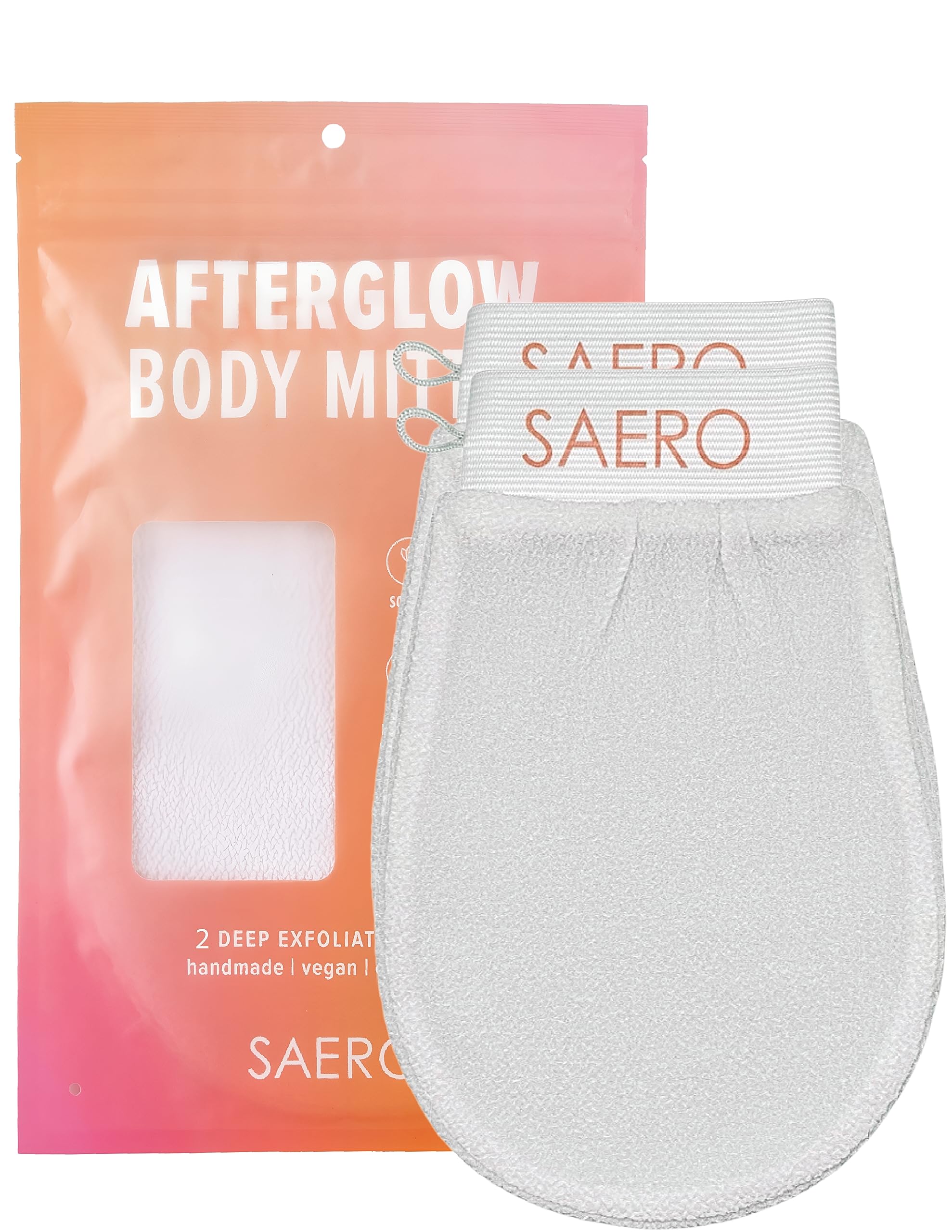 SAERO Exfoliating Glove (2pcs) - 100% Vegan Viscose Body Scrub Glove – Traditional Kessa Korean Washcloth – Ideal for Self-Tan Removal & Keratosis Pilaris Treatment