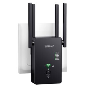 Amake WiFi Extender,WiFi Booster, WiFi Repeater - Coverage up to 2640sq.ft and 25 Devices, Internet Booster,Quick Setup, Home Wireless Signal Booster,Easy 1-Tap Setup