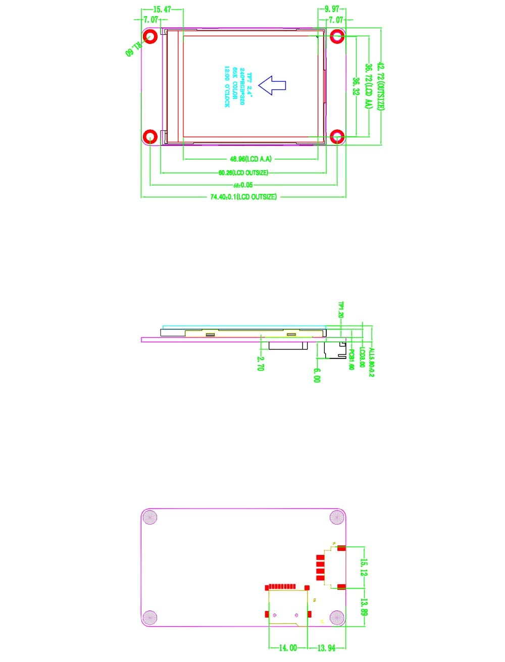 Ferwooh English Nextion Enhanced 2.4'' HMI USART UART Serial TFT Touch Display Module Screen Panel (NX3224K024)