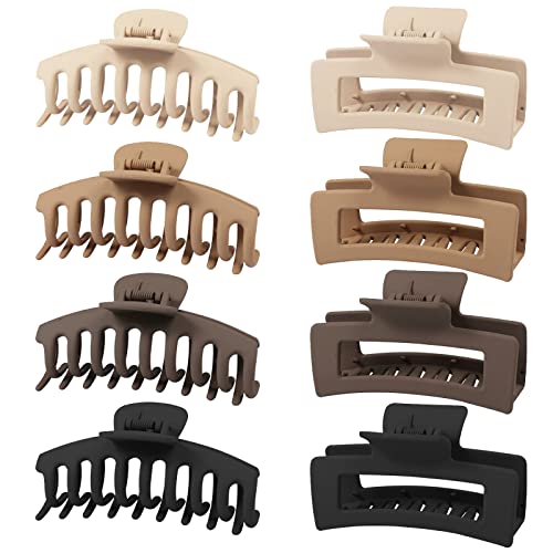 Zou.Rena Hair Claw Clips for Women Long Thick Hair 4.3 Inch, Large Hair Clips for Girls Non-Slip 8 Pieces Hold Hair Perfectly