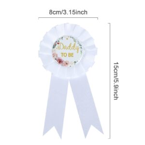 HAPPYLAND Baby Shower Decorations Floral Sash and Tinplate Badge Mommy to Be and Daddy to Be Baby