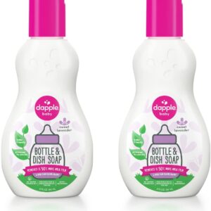 Dapple Baby Bottle Soap, Hypoallergenic Dish Soap for Baby Bottles, Powered by Plants, Travel Size, Lavender, 3 Fl Oz (Pack of 2)