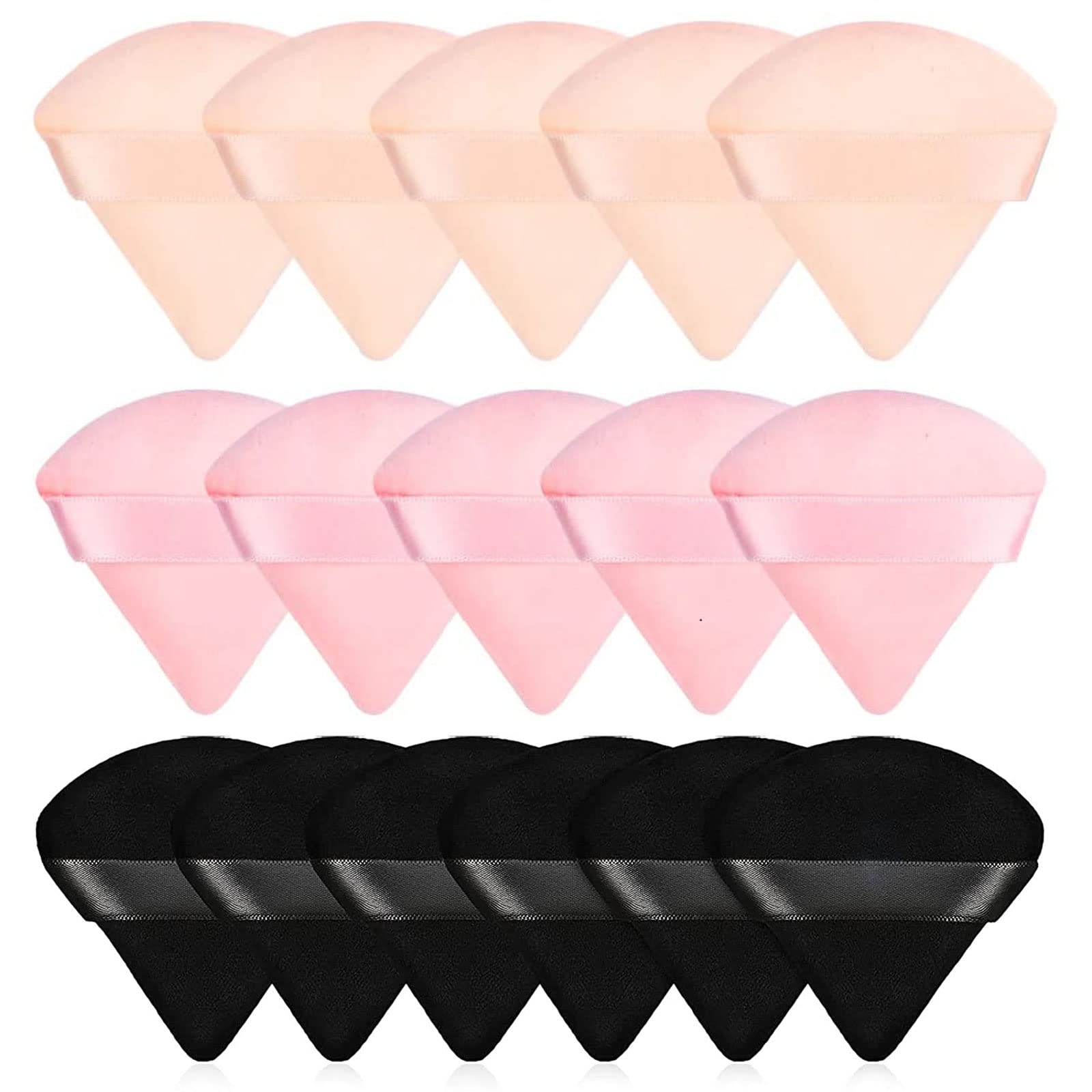 LRICXFANG 15 Pcs Triangle Powder Puff, Puffs for Face Makeup Pure Cotton Puff Soft Velour Loose Mineral Body Cosmetic Foundation - Wet & Dry Beauty Tools