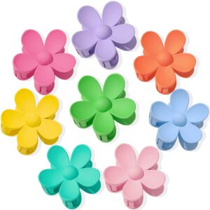 flower hair claw clips 8pcs big cute hair clips large jaw clips for women girls thick hair large daisy clips matte claw clips non slip strong hold 8 colors