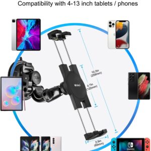 woleyi Car Tablet Holder Windshield - [95mm Strongest Suction Cup] Window Dashboard Car Tablet Mount for Trucks/Vehicles with 1/4'' Screw Tip, for 4.7-13" iPad Pro Air Mini, Galaxy Tab, iPhone, Camera