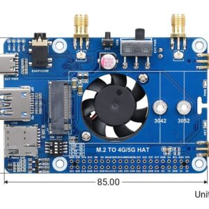 Coolwell SIM8202G-M2 5G HAT for Raspberry Pi/Ardui, Quad Antennas Support 5G NSA and SA Networking, 5G/4G/3G Compatible, Multi-Mode & Multi-Band