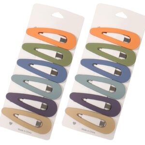 Matte Hair Barrettes for Women and Girls - B.PHNE 2.8 Inch Non Slip Snap Hair Clips for Thick or Thin Hair - Cute Candy Color Metal Cutout Drop 12 Pack