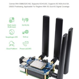 Coolwell SIM8202G-M2 5G HAT for Raspberry Pi/Ardui, Quad Antennas Support 5G NSA and SA Networking, 5G/4G/3G Compatible, Multi-Mode & Multi-Band