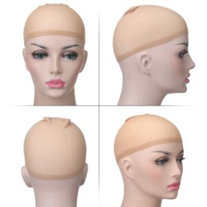 Akstore Mesh Wig Cap Net Natural Nylon Wig Caps (6PCS - Beige)