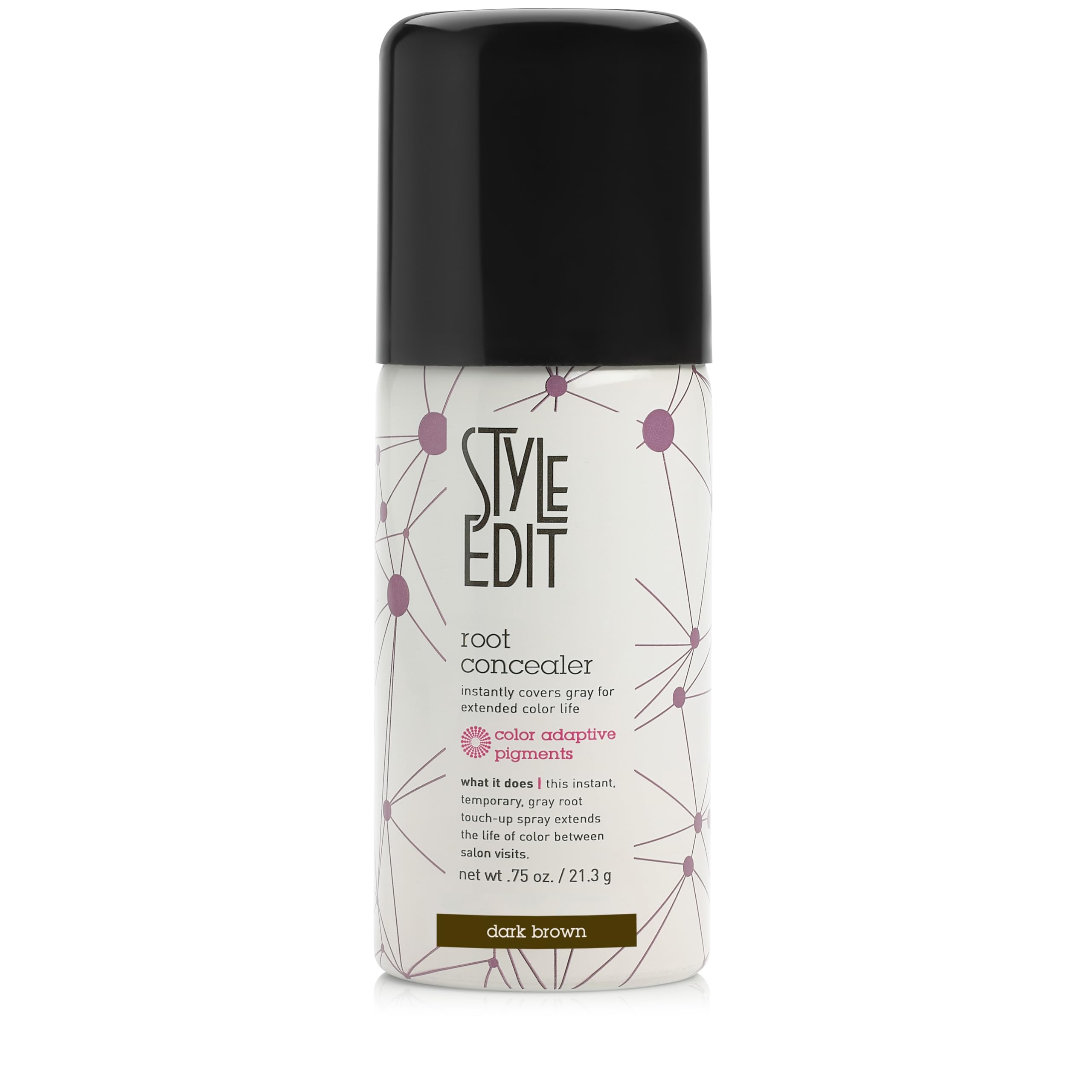 Root Touch Up Spray for Dark Brown Hair by Style Edit | Gray Hair Coverage | Temporary Dark Brown Hair Dye | 0.75 oz. Travel Size