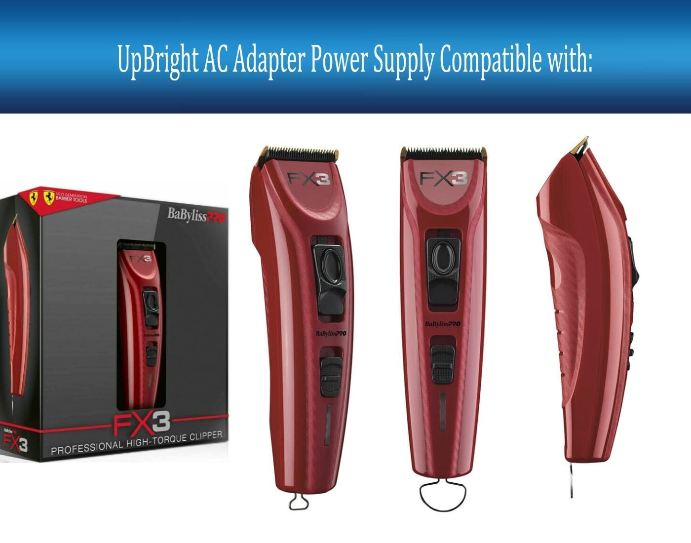 UpBright 2-Prong 12V AC/DC Adapter Compatible with BaByliss PRO FXX3C FX3 FX 3 Collection Professional High-Torque Cordless Hair Clipper BabylissPro DSA-12PF09-12FUS 120100 (S) Power Supply Charger