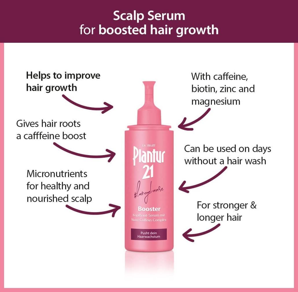 Plantur 21#longhair Nutri-Caffeine Women's Long Hair Booster Scalp Serum, 4.23 fl oz