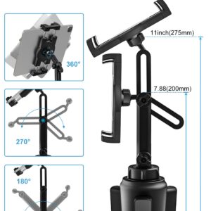 woleyi Cup Holder Car Tablet Mount, iPad Mount Holder for Car/Truck, 360° Rotation Adjustable Universal Tablet Stand Cradle Compatible with iPad Pro Air Mini, Galaxy Tabs, Cell Phones, 4.7-13" Devices