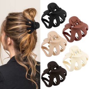 atoden hair clips, 5pcs octopus matte hair claws for women, large 3.15" hair clips for thick hair, non-slip jaw clips, hair accessories