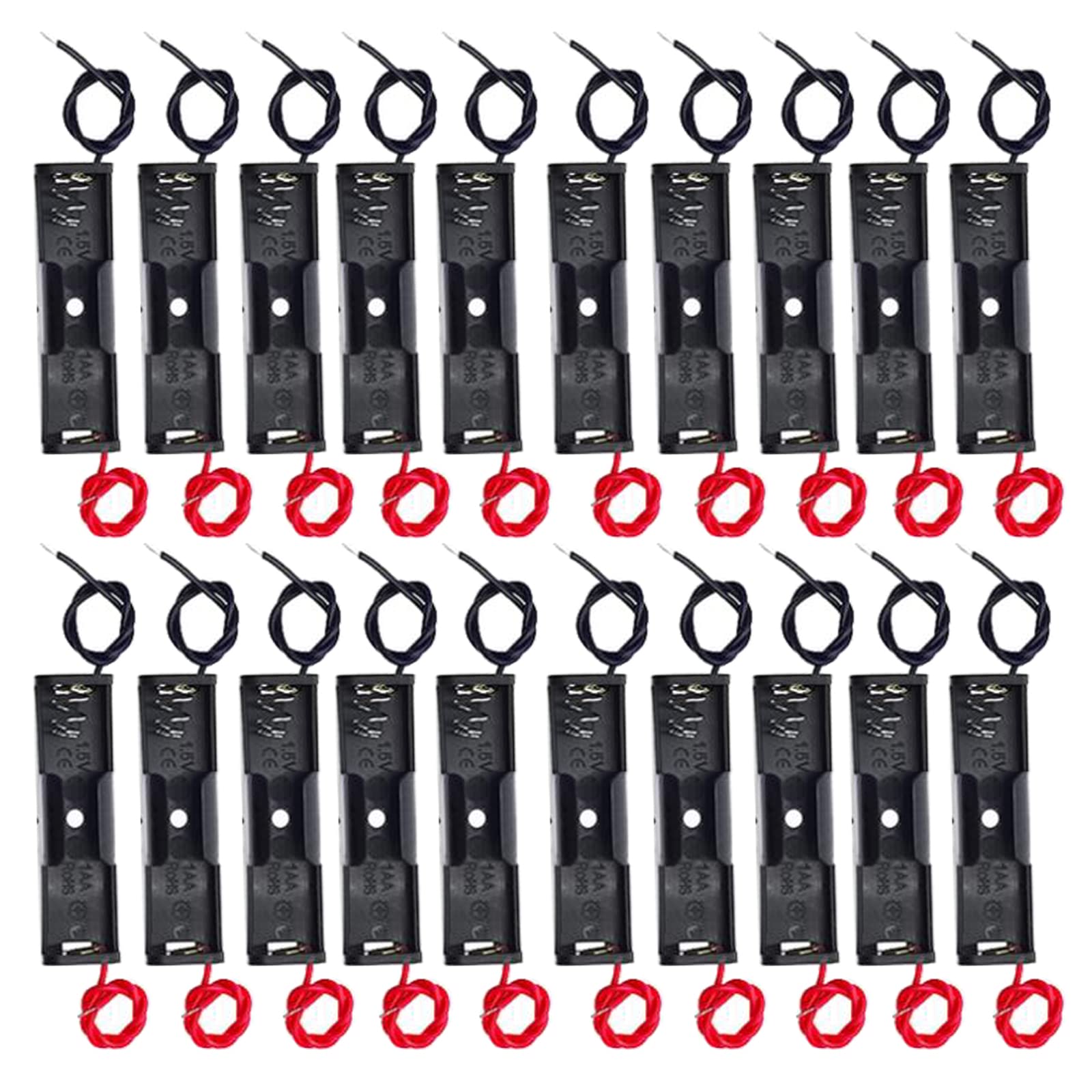 AEDIKO 20pcs AA Battery Holder 1x 1.5V AA Battery Holder 1 Solt AA Battery Holder with Wires