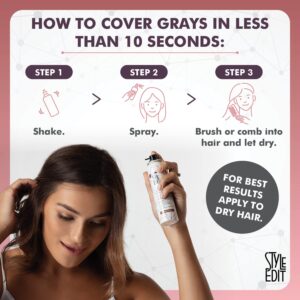 Root Touch Up Spray for Medium Brown Hair by Style Edit | Gray Hair Coverage and Temporary Dye | 0.75 oz Travel Size