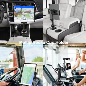 woleyi Cup Holder Car Tablet Mount, iPad Mount Holder for Car/Truck, 360° Rotation Adjustable Universal Tablet Stand Cradle Compatible with iPad Pro Air Mini, Galaxy Tabs, Cell Phones, 4.7-13" Devices