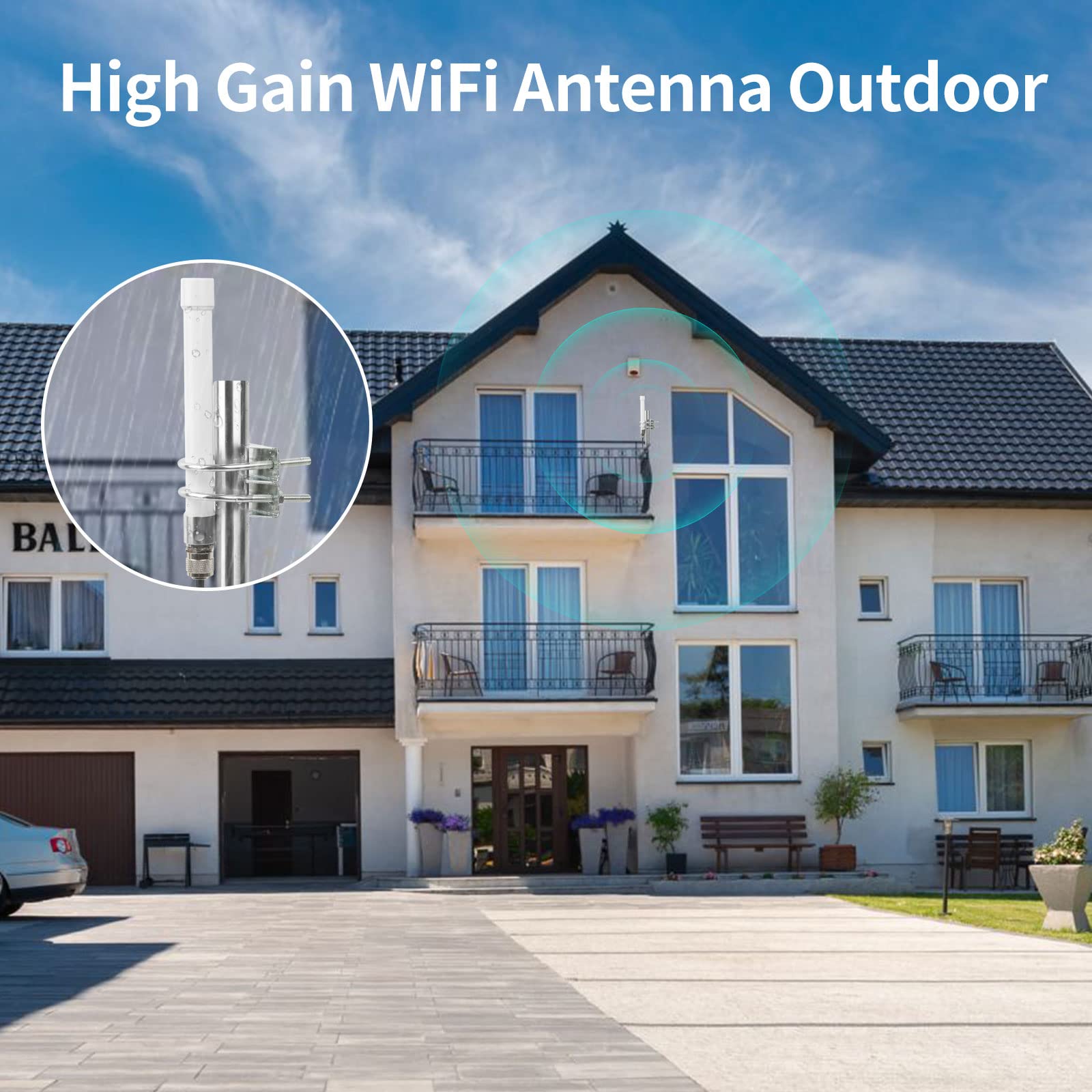 Nelawya WiFi Antenna Dual Band 2.4GHz 5GHz 5.8GHz 8dBi RP-SMA SMA Male Outdoor Indoor Antenna with 10ft KMR195 Cable for WiFi Router Hotspot Security IP Camera