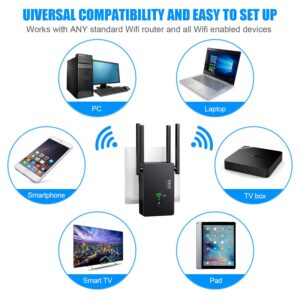 Amake WiFi Extender,WiFi Booster, WiFi Repeater - Coverage up to 2640sq.ft and 25 Devices, Internet Booster,Quick Setup, Home Wireless Signal Booster,Easy 1-Tap Setup