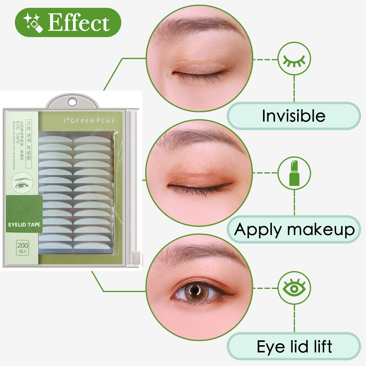 Natural Invisible Single Side Eyelid Tape Stickers(280Pcs,Szie 5MM） Medical-use Fiber Eyelid Lift Strip, Instant Eye Lift Without Surgery, Perfect for Uneven Mono-Eyelids, Slim