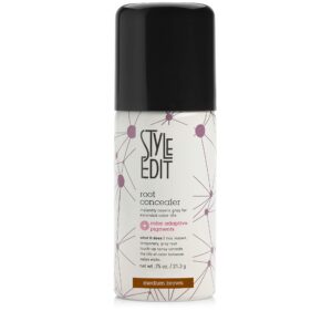 root touch up spray for medium brown hair by style edit | gray hair coverage and temporary dye | 0.75 oz travel size