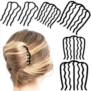 6 piece metal hair side combs hair fork clip teeth hair pin stick for updo bun, u shape for vintage hairstyle hair accessories(4 teeth, 7 teeth)