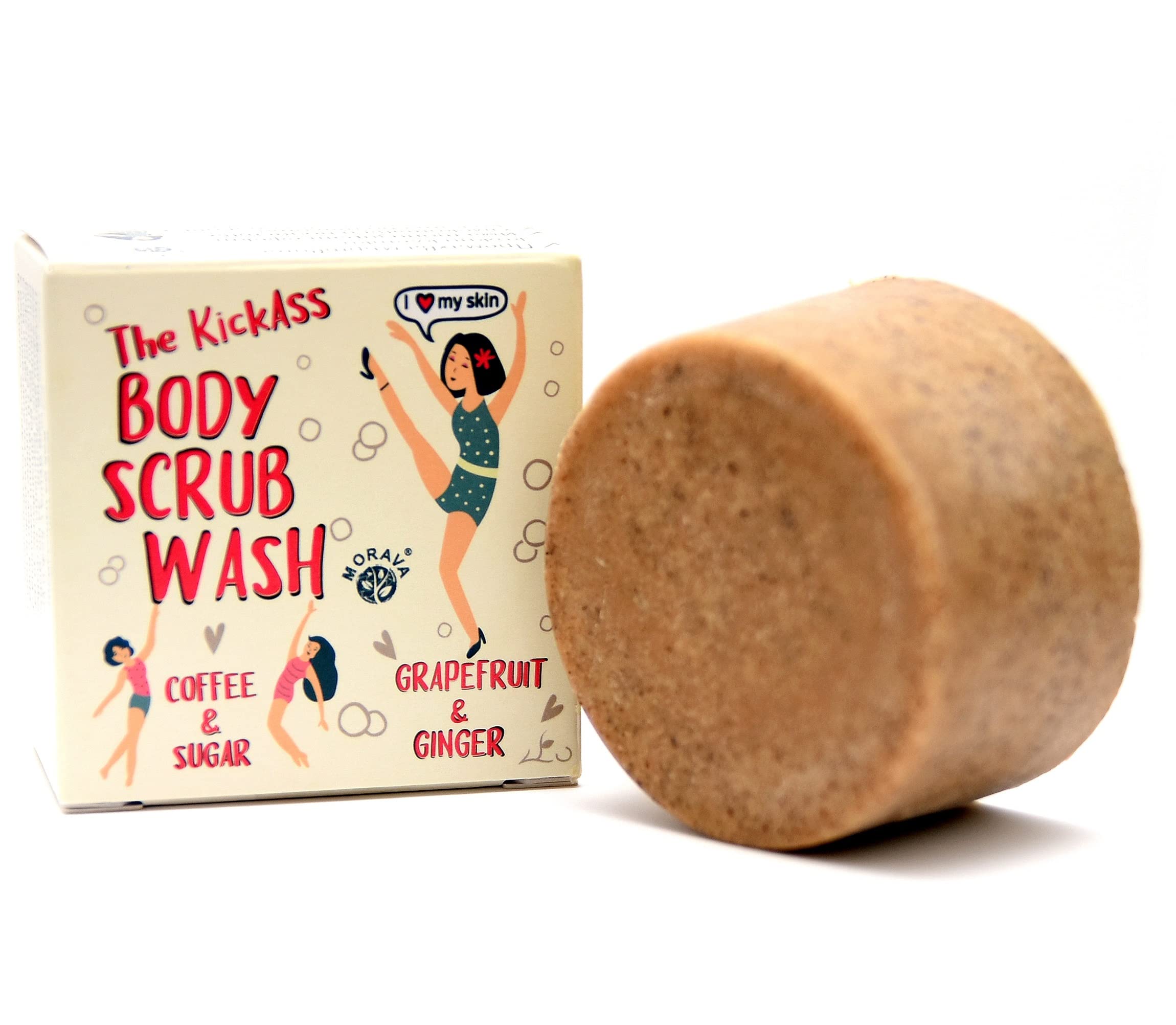 Morava Exfoliating Body Scrub Bar - Natural Coffee & Sugar Body Scrub for Smooth, Nourished & Glowing Skin, Vegan, Cruelty free Sugar scrub for body(Grapefruit and Ginger, 3.17 oz)