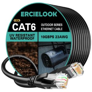 ercielook cat6 outdoor ethernet cable 150ft - high speed 23awg 10gbps cca utp network cable - direct burial lldpe uv jacket lan cable