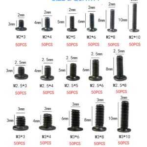 800Pcs Laptop Screws, M2 M2.5 M3 Notebook Computer PC Replacement Screw Kit Set for Sony DELL Samsung IBM HP Toshiba Motherboard SSD PC Fan Repair (16 Sizes)