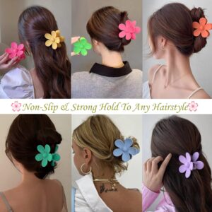 Flower Hair Claw Clips 8PCS Big Cute Hair Clips Large Jaw Clips for Women Girls Thick Hair Large Daisy Clips Matte Claw Clips Non Slip Strong Hold 8 Colors