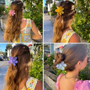 Flower Hair Claw Clips 8PCS Big Cute Hair Clips Large Jaw Clips for Women Girls Thick Hair Large Daisy Clips Matte Claw Clips Non Slip Strong Hold 8 Colors