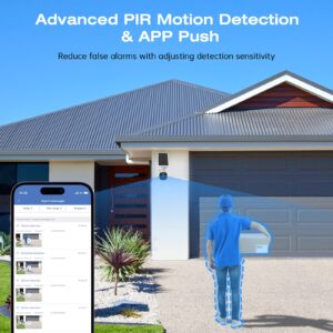 Wireless Solar Security Camera System, Solar Home Security Camera System(Include 4 Outdoor Cameras & Base Station) PIR Motion Detect, 2K Night Vision,2-Way Audio,IP66 Waterproof,Cloud/SD