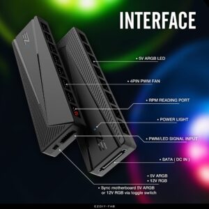 EZDIY-FAB ARGB PWM Fan Hub for PC Case Fan, 8 PWM Ports+8 ARGB Ports, 12V RGB/ 5V ARGB Motherboard Sync, PWM Functional Fan Adapter, Two Lighting Systems, Easy Cable Management.