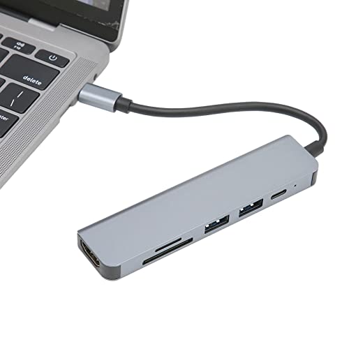 Jopwkuin Ultra HD USB C Hub- USB Docking Station(6-in-1), 5Gbps Transfer Rate, Fast PD Charging, USB-C Hub- with 1 X PD, 2 X USB 3.0, 4K HDMI, TF, Storage Card for Multiple Operating System