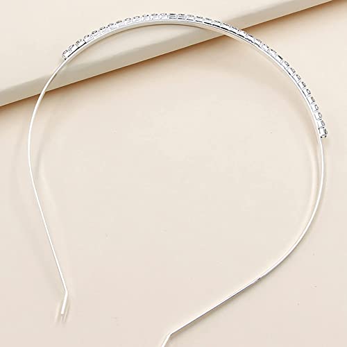 2 Pack Silver Rhinestone Headband for Girls, Metal Hair Styling Accessories, Washing Clip Head Bands, Spa Yoga Workout Running Headbands Children, Back to School Gifts Wedding Gift