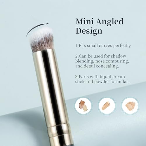 Foundation Brush for Liquid Makeup,Under Eye Concealer Brush Kabuki Set Small Angled Face Cream Blending Air Brushes Dense