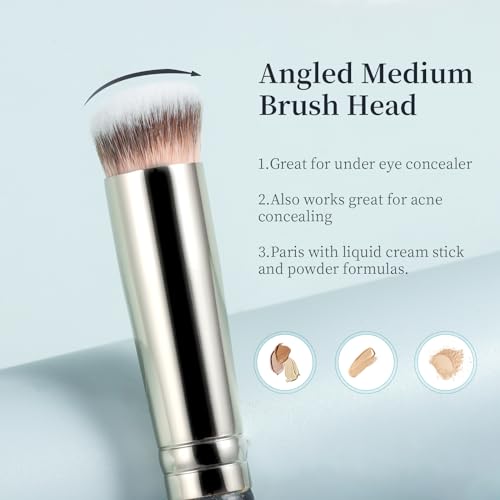 Foundation Brush for Liquid Makeup,Under Eye Concealer Brush Kabuki Set Small Angled Face Cream Blending Air Brushes Dense