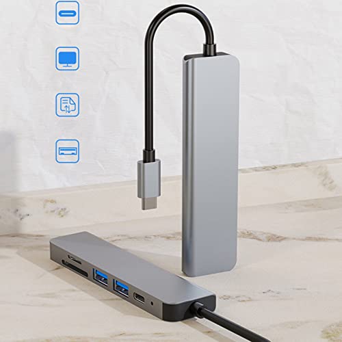 Jopwkuin Ultra HD USB C Hub- USB Docking Station(6-in-1), 5Gbps Transfer Rate, Fast PD Charging, USB-C Hub- with 1 X PD, 2 X USB 3.0, 4K HDMI, TF, Storage Card for Multiple Operating System