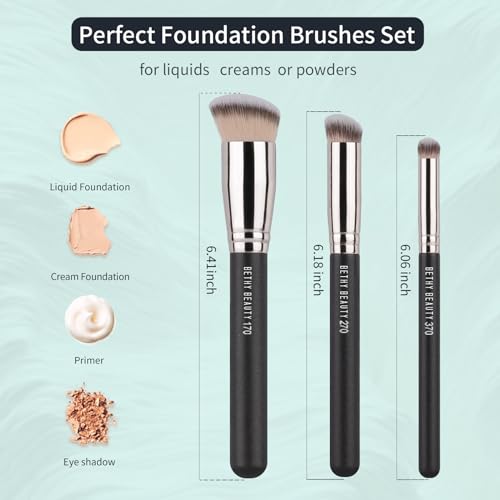 Foundation Brush for Liquid Makeup,Under Eye Concealer Brush Kabuki Set Small Angled Face Cream Blending Air Brushes Dense