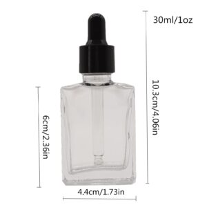 PimyRcyi Glass Bottle for Essential Oils,1 oz Small Empty Drop Bottle, 30ml Square Essence Glass Lab Dropping Serum Container (Clear,12PCS)