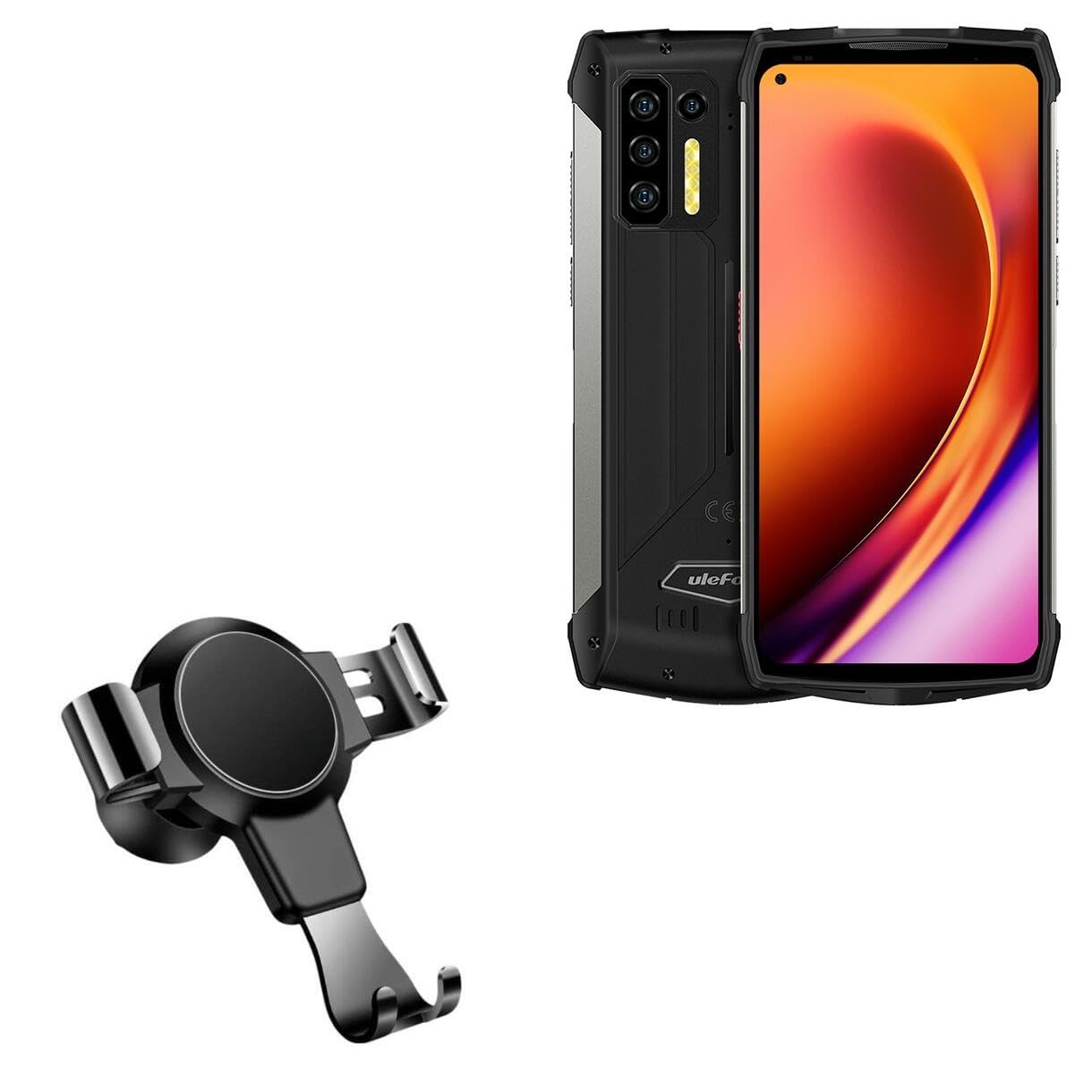 BoxWave Car Mount Compatible with Ulefone Armor 13 - X-Switch Car Mount, Air Vent Mounted Car Mount Simple Minimal - Jet Black